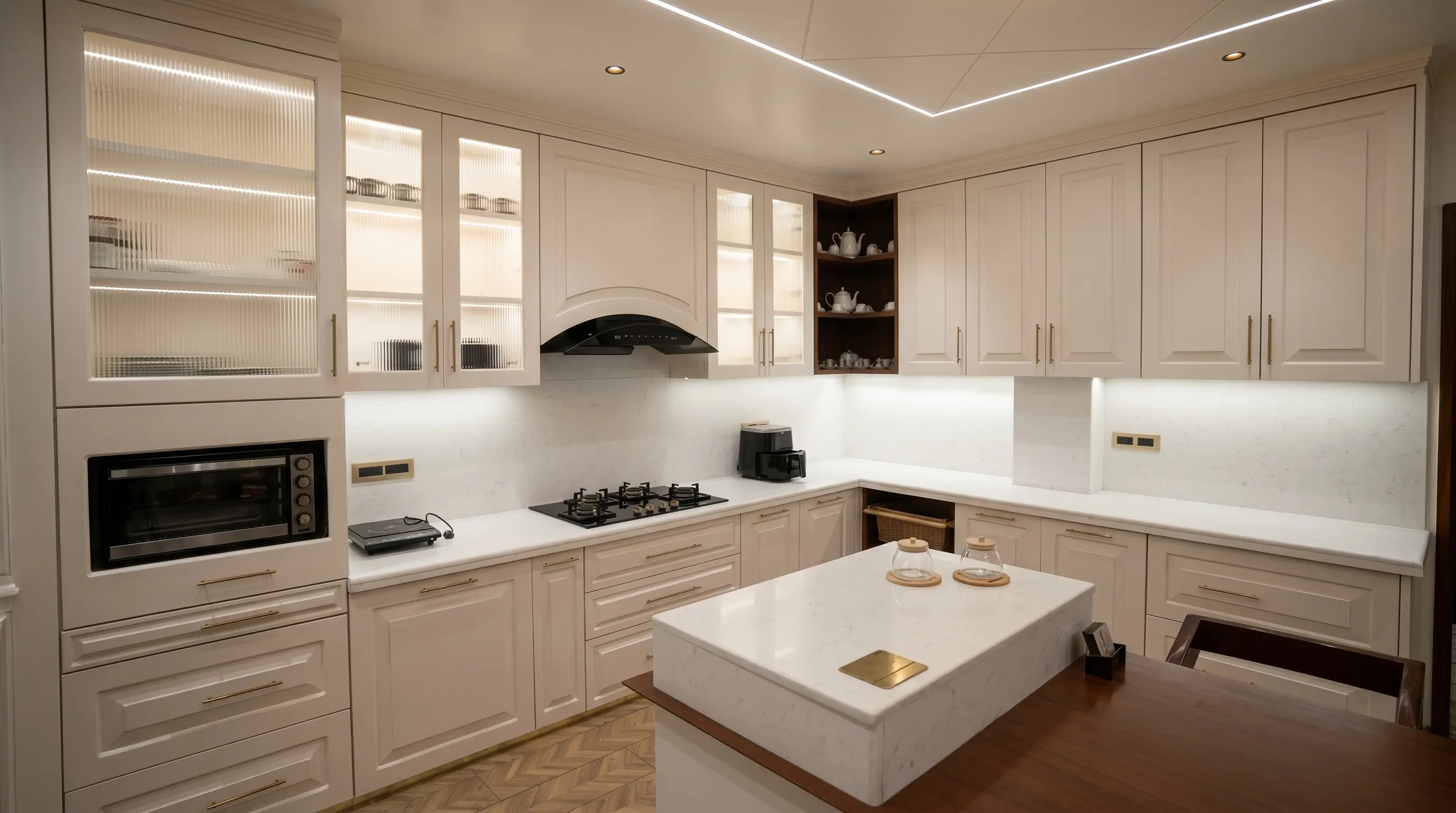 Matte finish modular kitchen by Kitzine